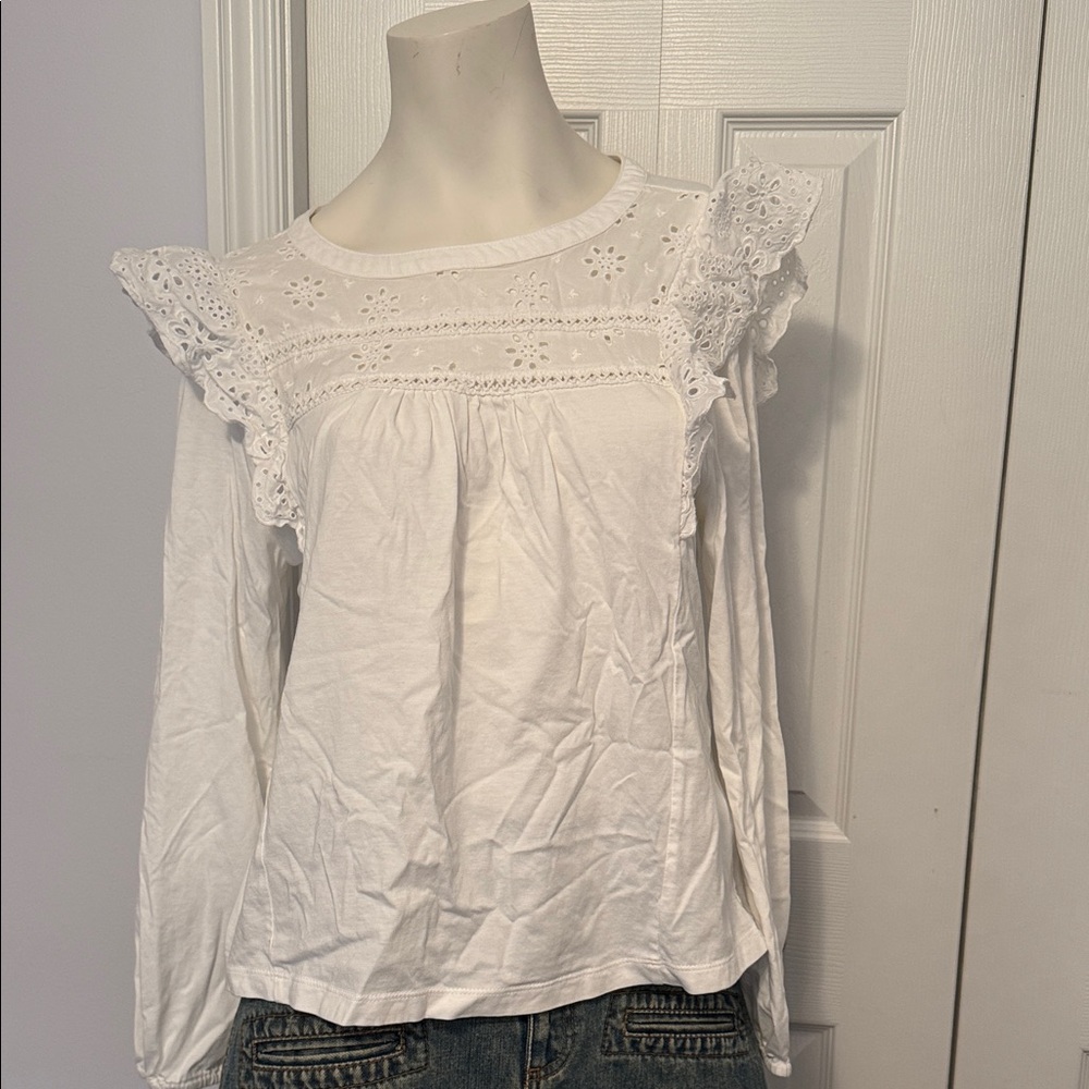 J. Crew White Lace Detail Women's Top. Create a bundle and save!